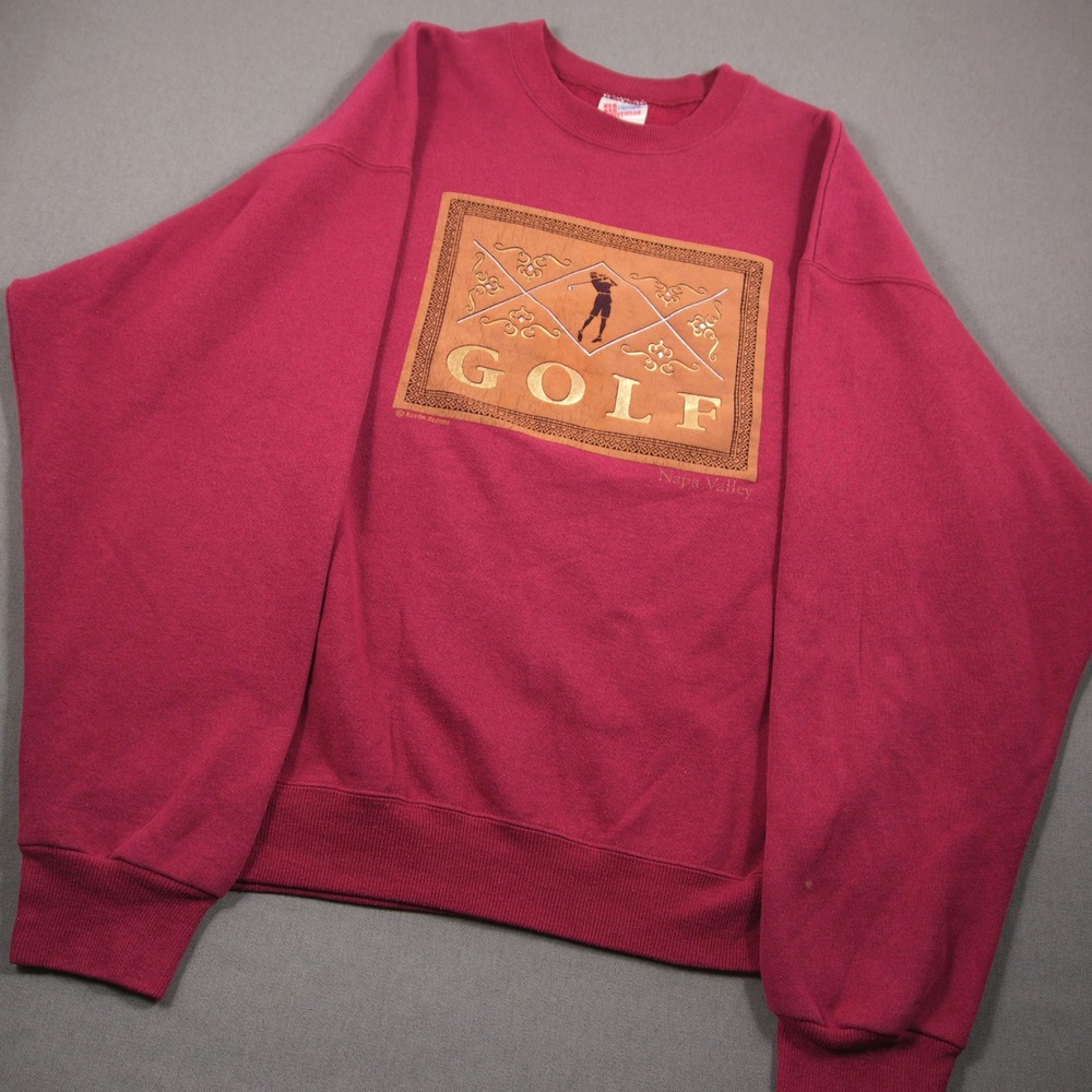 Vintage USA Hanes Napa Valley Golf Crewneck Men Sweatshirt XL Retro